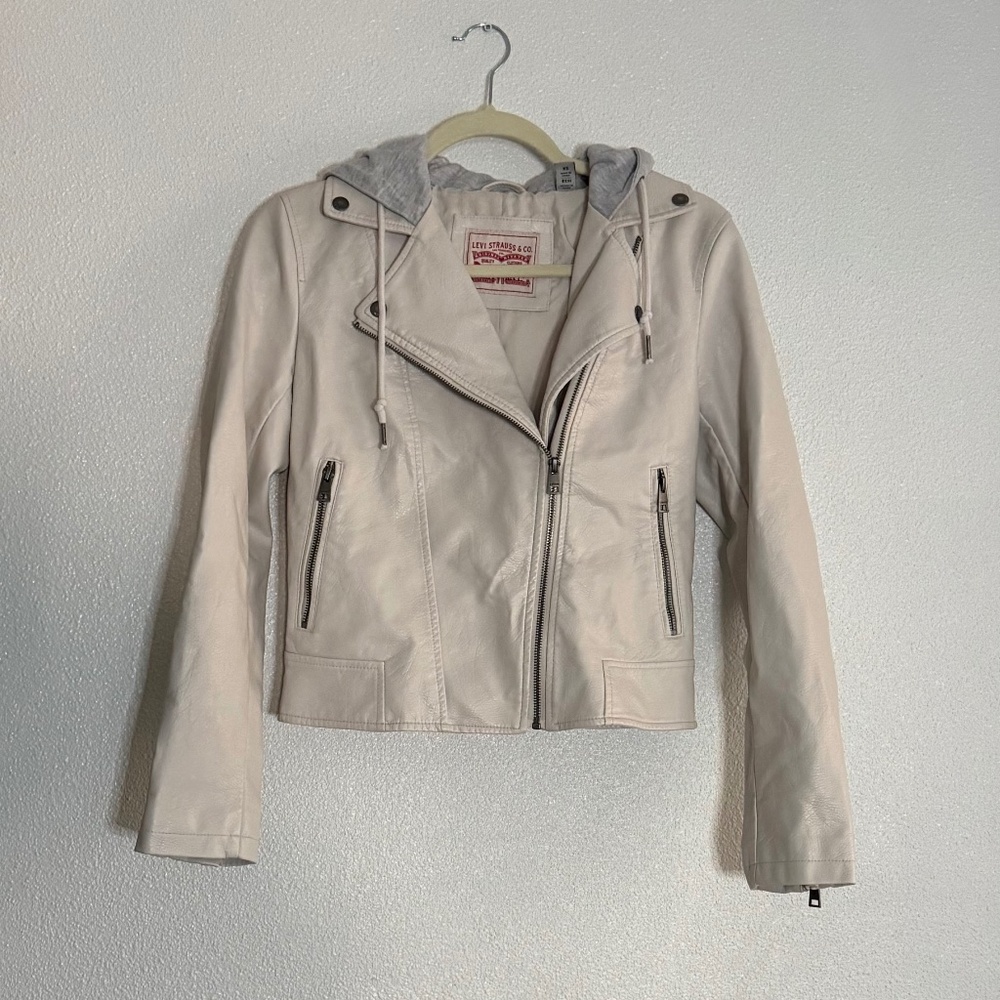 𝅺Levi's Hooded Faux Leather Motorcycle Jacket